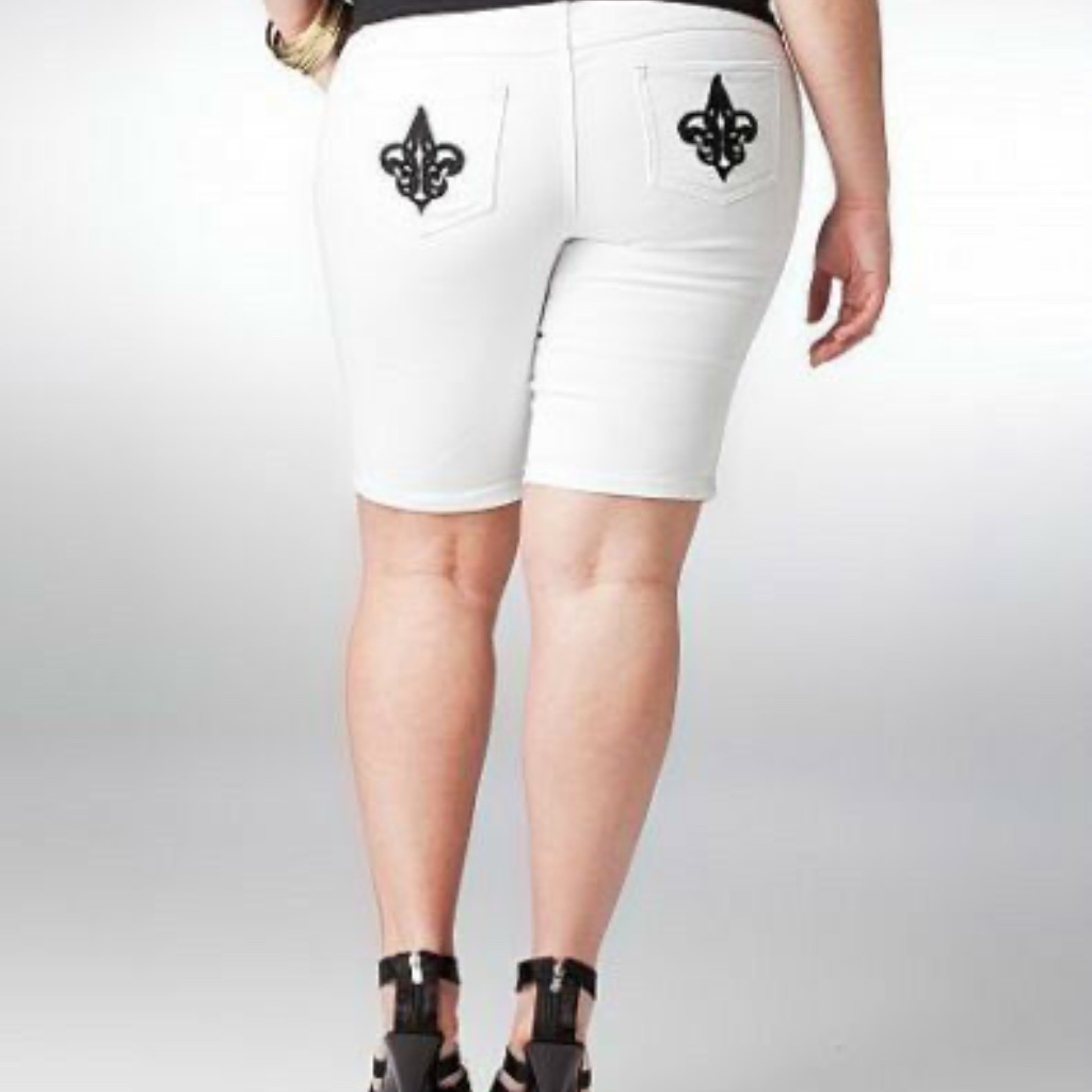 Nwt Dereon White Plaid Gingham Distress Bermuda Shorts 14 W Y2k